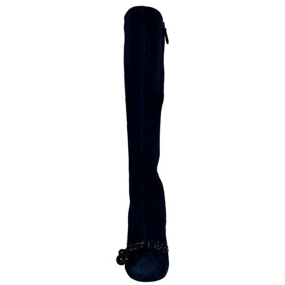 Tory Burch Boots Addison 95 MM Lancaster Suede Royal Navy Blue Size 9 M Medium - Picture 9 of 17